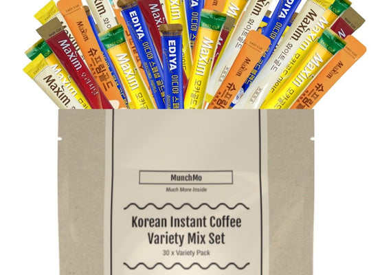 MunchMo Korean Instant Coffee Mix Packets Single Serve 6 Flavors Assortment Sampler - 30 Count Variety Pack, 3 in 1 Instant Coffee Packets Set